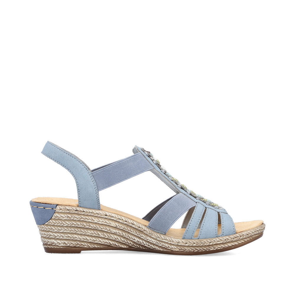Rieker Ladies Wedge Heel Elastic Strap Sandal