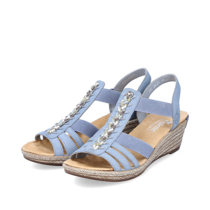Rieker Ladies Wedge Heel Elastic Strap Sandal