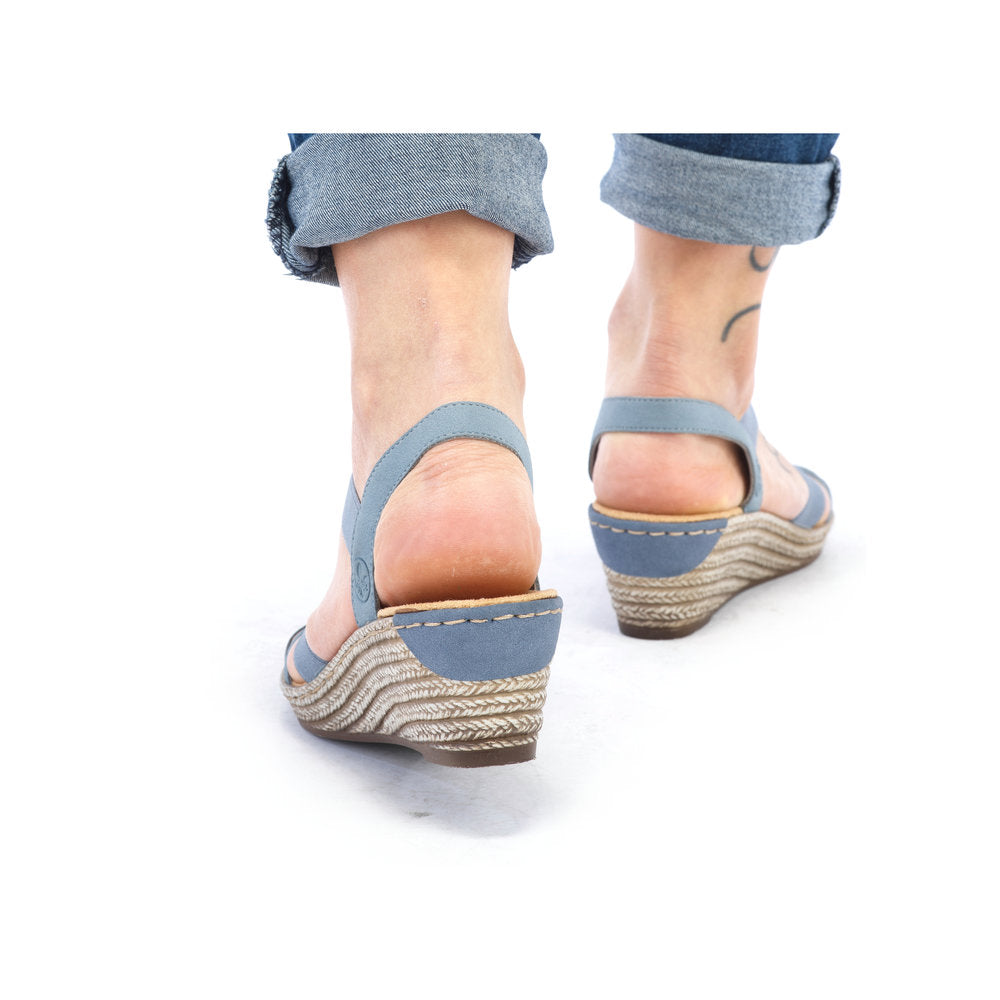 Rieker Ladies Wedge Heel Elastic Strap Sandal