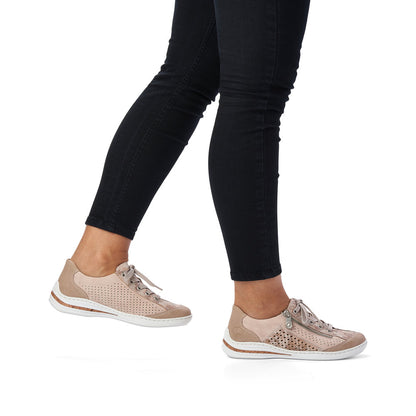 Rieker Ladies Lace Up Shoe Zip Trim