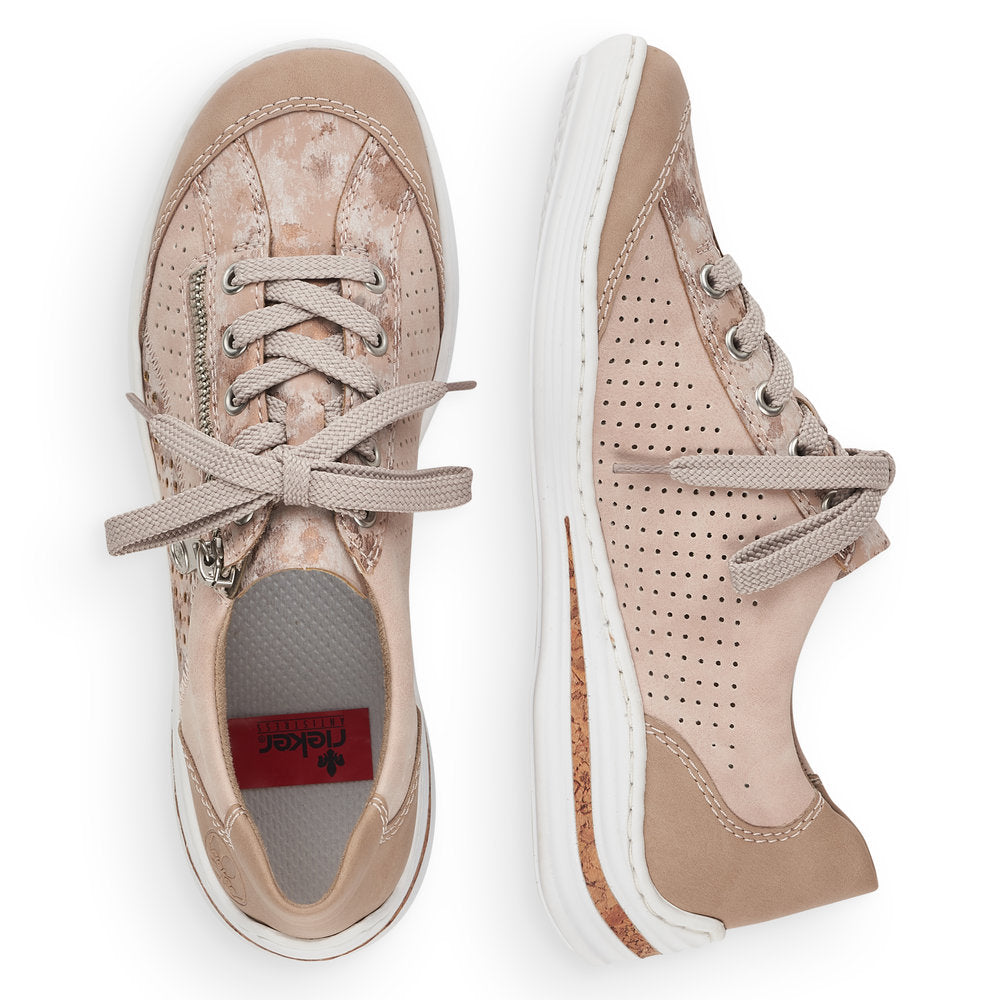 Rieker Ladies Lace Up Shoe Zip Trim