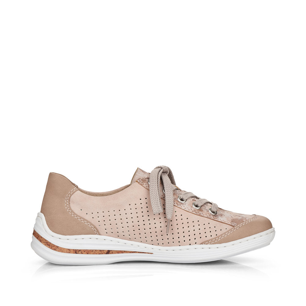 Rieker Ladies Lace Up Shoe Zip Trim