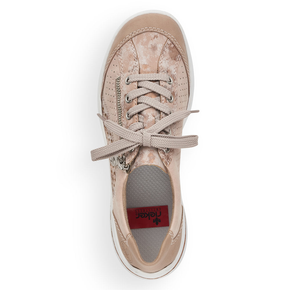 Rieker Ladies Lace Up Shoe Zip Trim