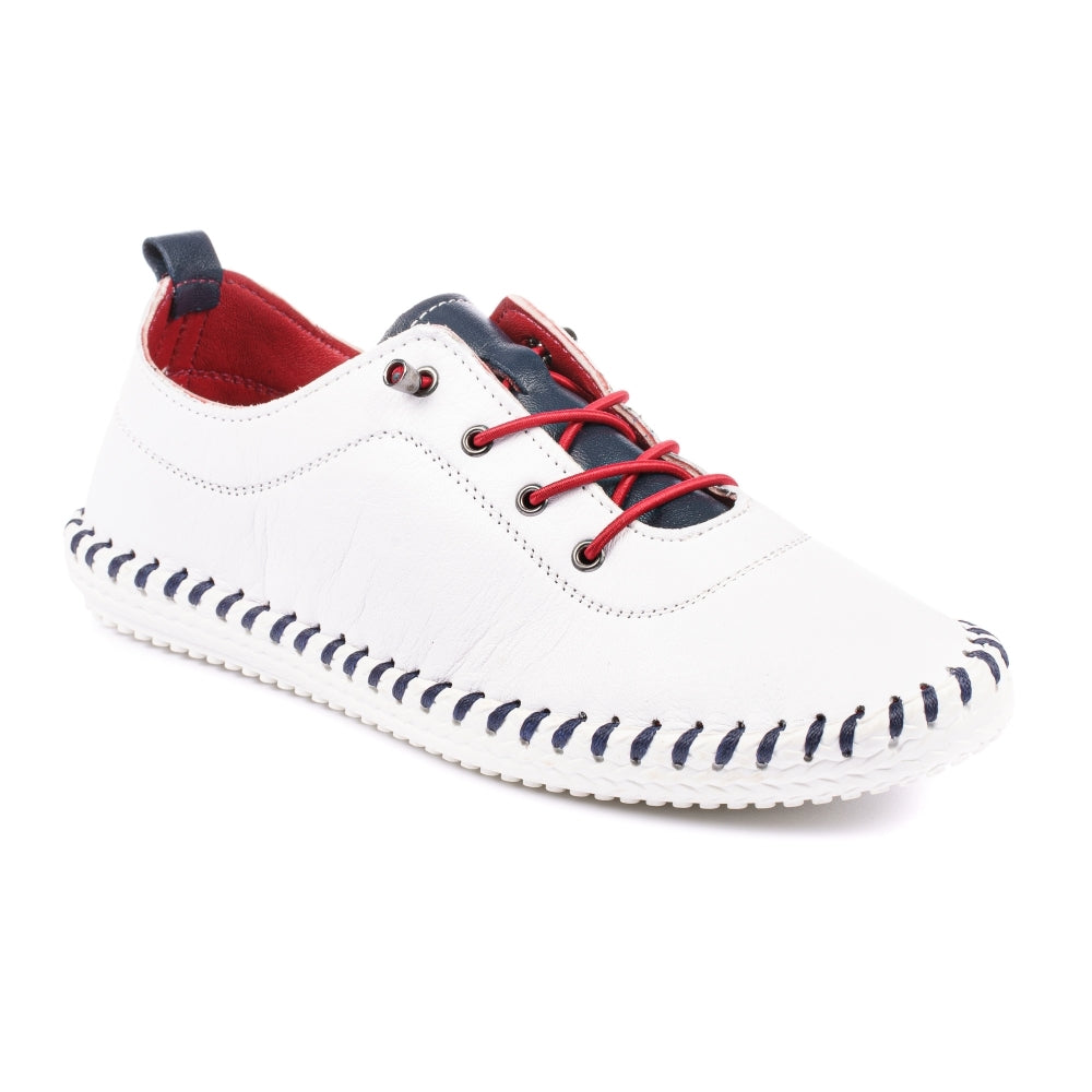 Lunar Sandown Ladies Elastic Lace Leather Casual