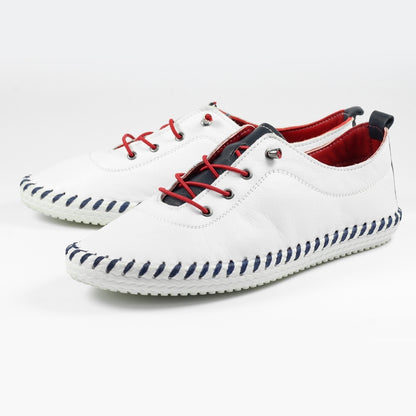 Lunar Sandown Ladies Elastic Lace Leather Casual