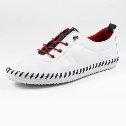 Lunar Sandown Ladies Elastic Lace Leather Casual