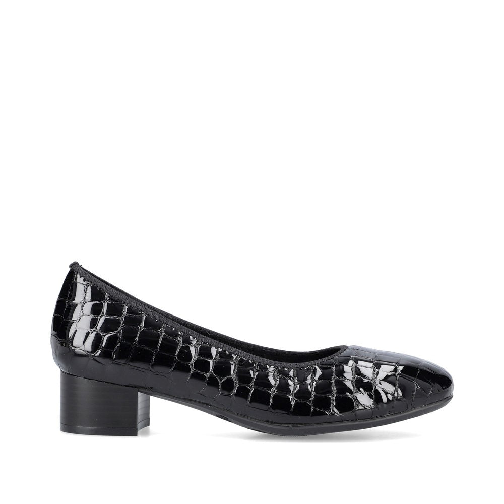 Rieker Ladies Croco Low Heel Court Shoe