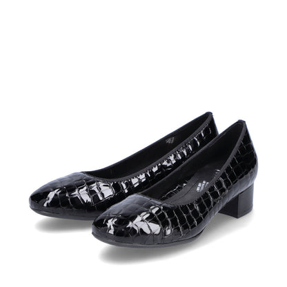 Rieker Ladies Croco Low Heel Court Shoe