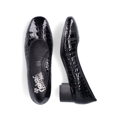 Rieker Ladies Croco Low Heel Court Shoe