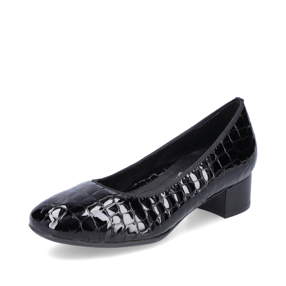 Rieker Ladies Croco Low Heel Court Shoe