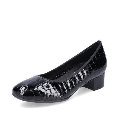 Rieker Ladies Croco Low Heel Court Shoe