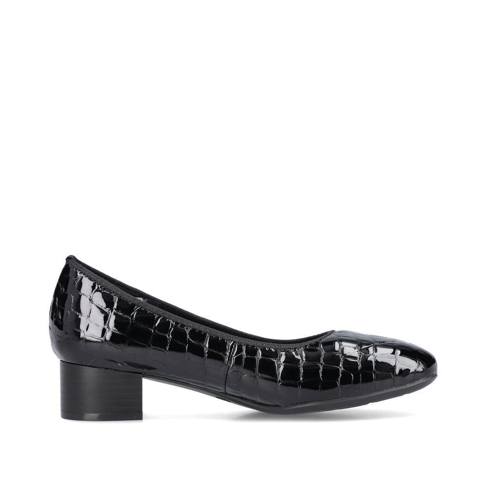 Rieker Ladies Croco Low Heel Court Shoe