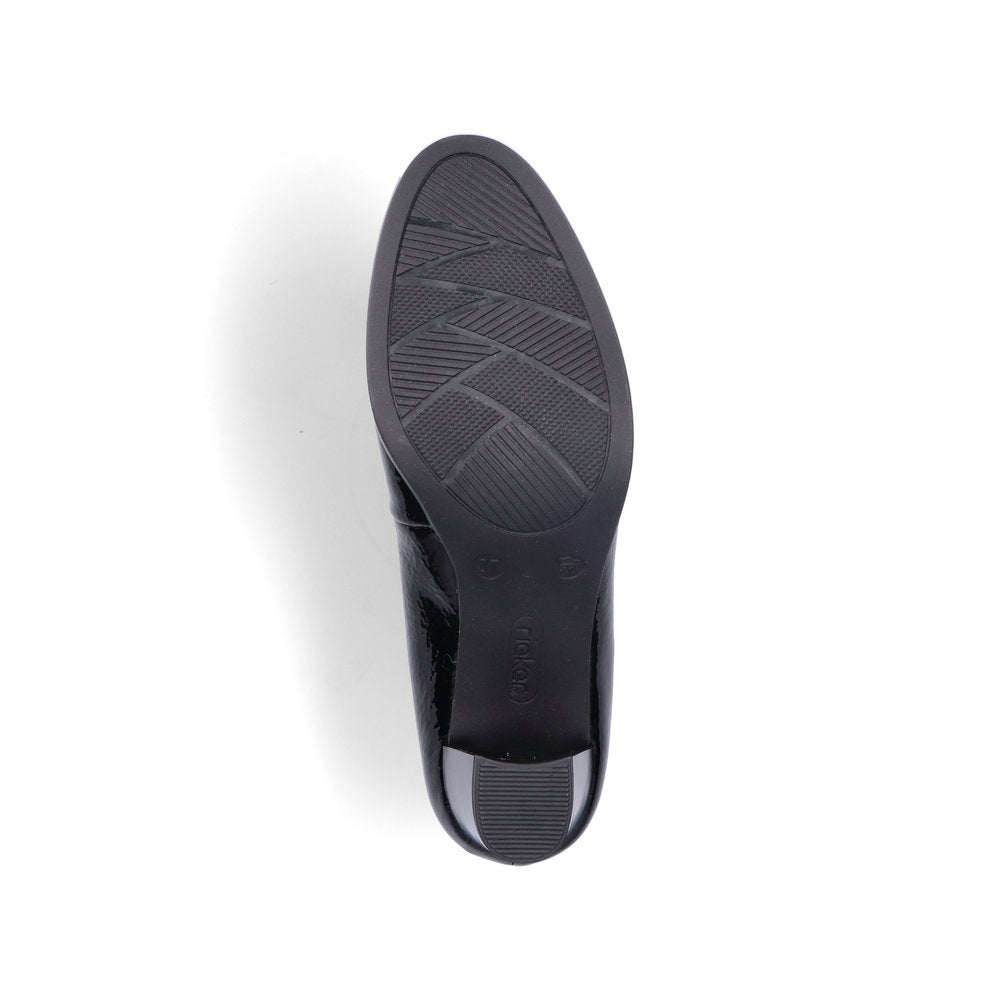 Rieker Ladies Mid Heel Crinkle Patent Court Shoe