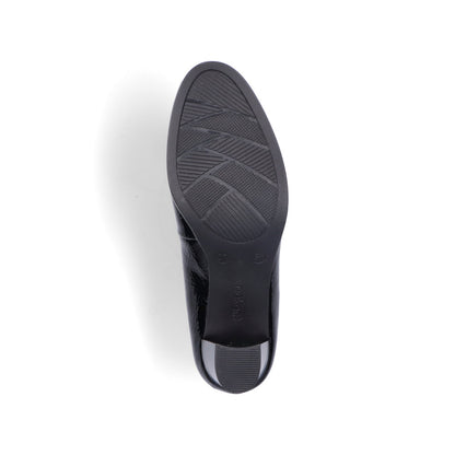 Rieker Ladies Mid Heel Crinkle Patent Court Shoe
