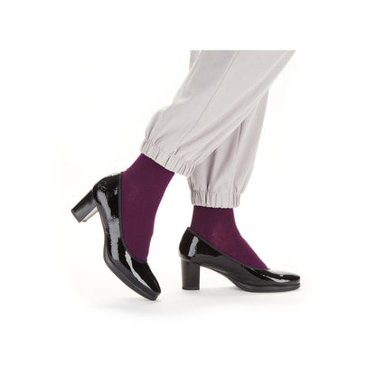 Rieker Ladies Mid Heel Crinkle Patent Court Shoe