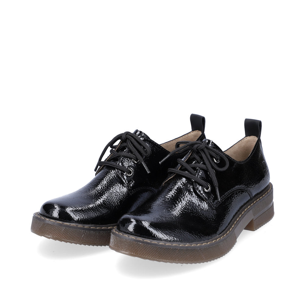 Rieker Ladies Chunky Sole Patent Lace Up Shoe