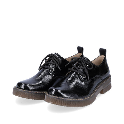 Rieker Ladies Chunky Sole Patent Lace Up Shoe