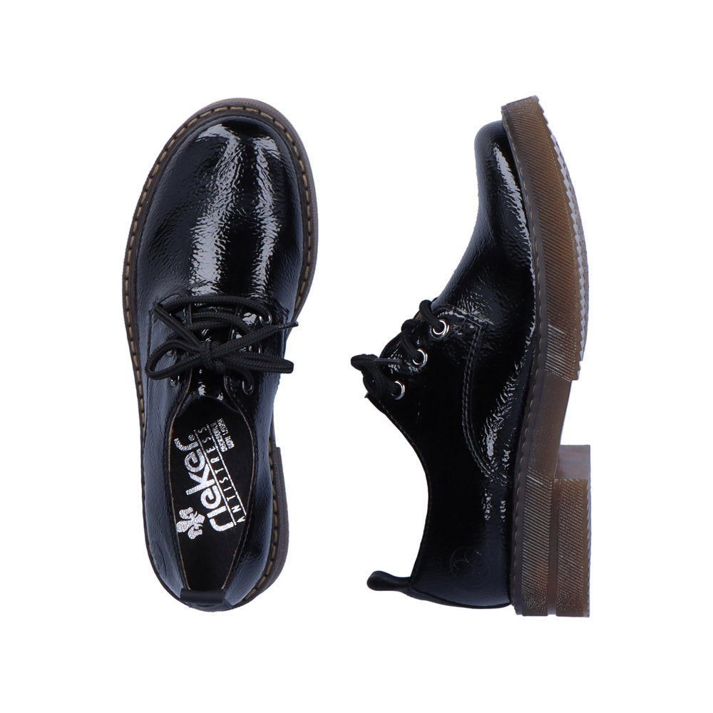Rieker Ladies Chunky Sole Patent Lace Up Shoe
