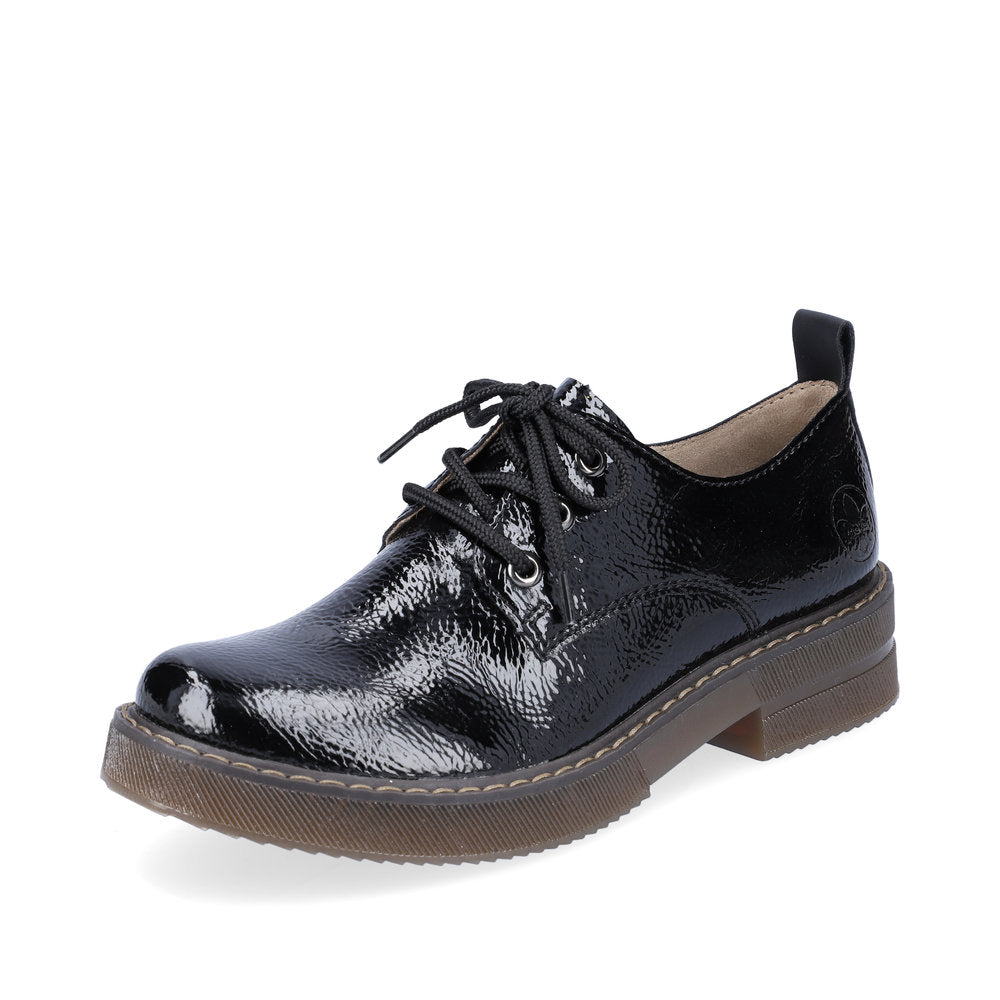 Rieker Ladies Chunky Sole Patent Lace Up Shoe