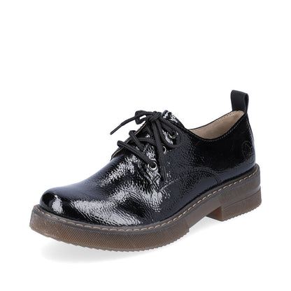 Rieker Ladies Chunky Sole Patent Lace Up Shoe