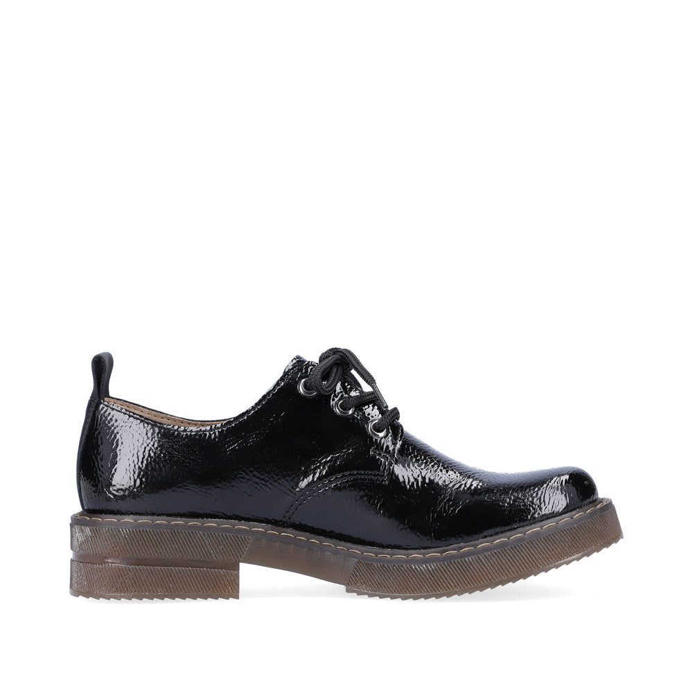 Rieker Ladies Chunky Sole Patent Lace Up Shoe