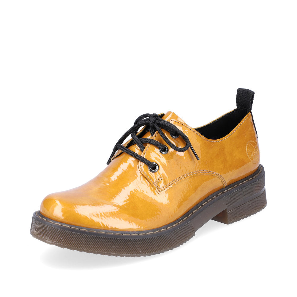 Rieker Ladies Chunky Sole Patent Lace Up Shoe