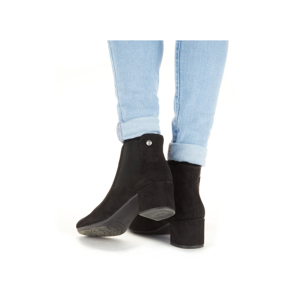 Rieker Ladies Block Heel Microfibre Ankle Boot