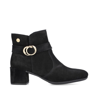 Rieker Ladies Block Heel Buckle Trim Ankle Boot