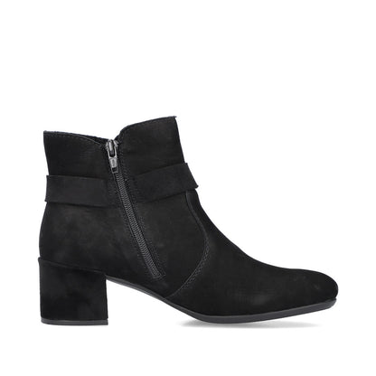 Rieker Ladies Block Heel Buckle Trim Ankle Boot
