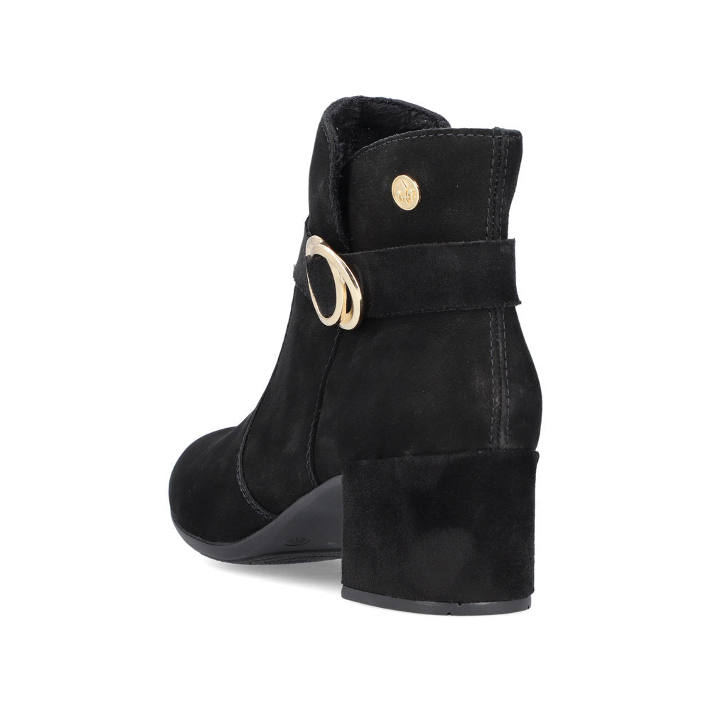 Rieker Ladies Block Heel Buckle Trim Ankle Boot