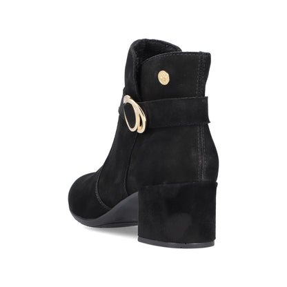 Rieker Ladies Block Heel Buckle Trim Ankle Boot