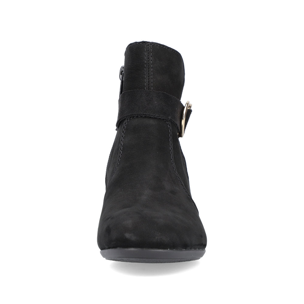 Rieker Ladies Block Heel Buckle Trim Ankle Boot