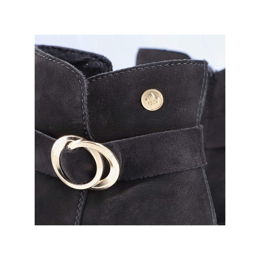 Rieker Ladies Block Heel Buckle Trim Ankle Boot