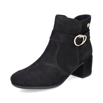 Rieker Ladies Block Heel Buckle Trim Ankle Boot