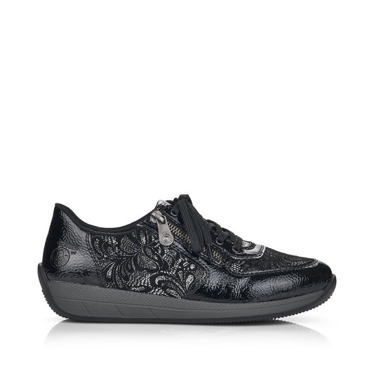 Rieker Ladies Velour Lace Up Sneaker