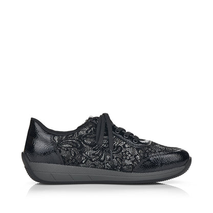 Rieker Ladies Velour Lace Up Sneaker