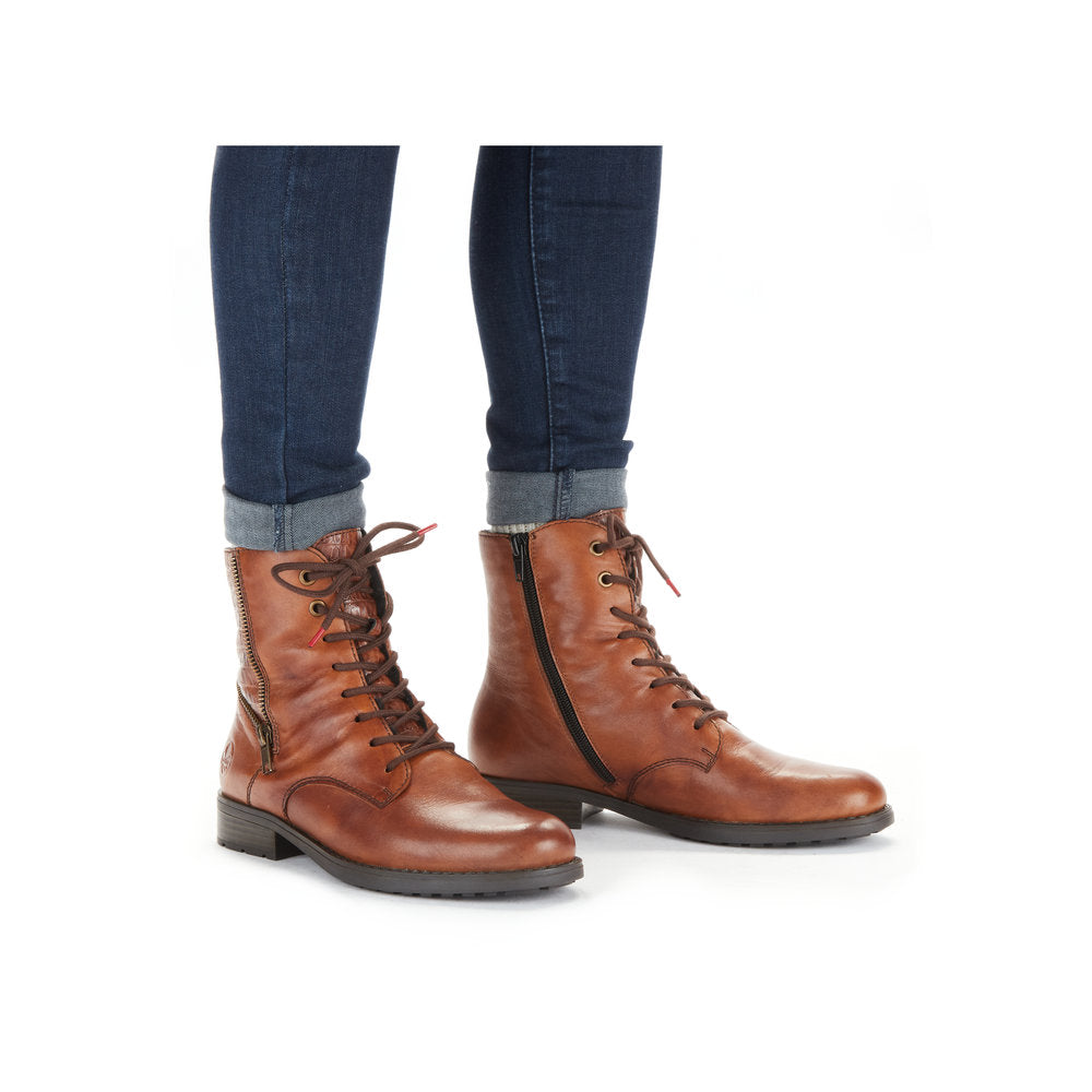Rieker Ladies Lace Up Low Heel Ankle Boot
