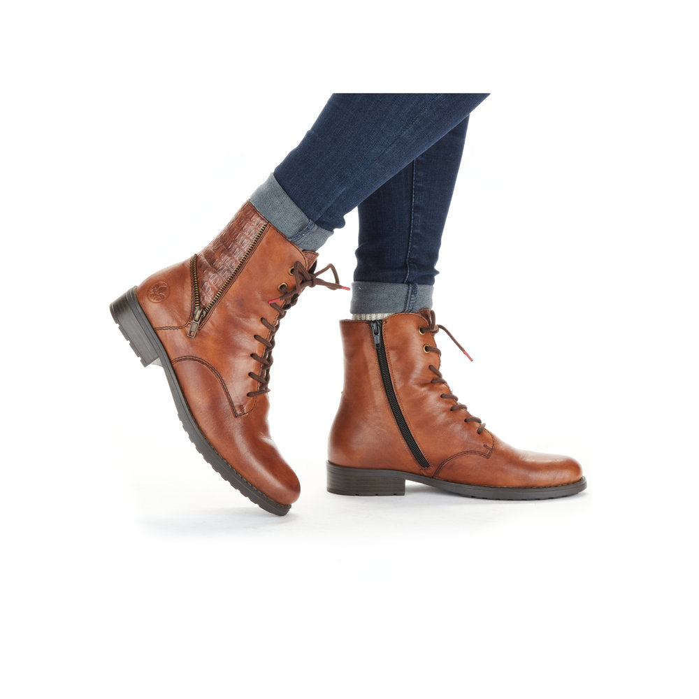 Rieker Ladies Lace Up Low Heel Ankle Boot