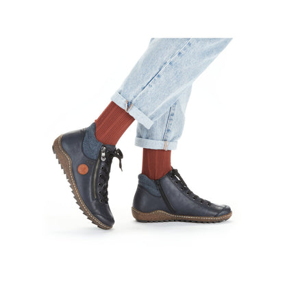 Rieker Ladies Knitted Cuff lace Up ankle Boot