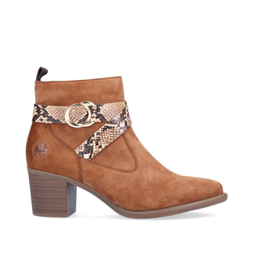 Rieker Ladies Cross Strap suede Ankle Boot