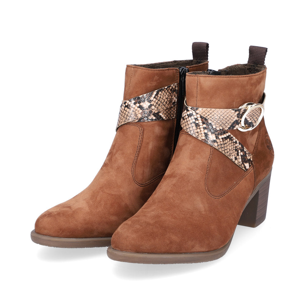 Rieker Ladies Cross Strap suede Ankle Boot