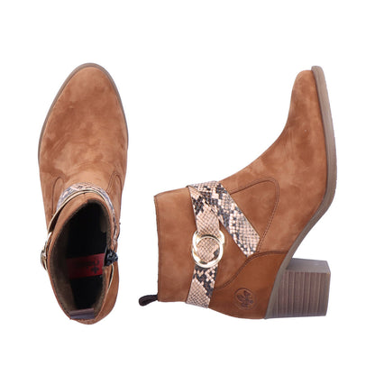 Rieker Ladies Cross Strap suede Ankle Boot