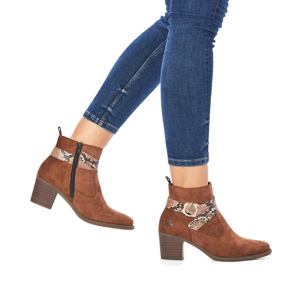 Rieker Ladies Cross Strap suede Ankle Boot