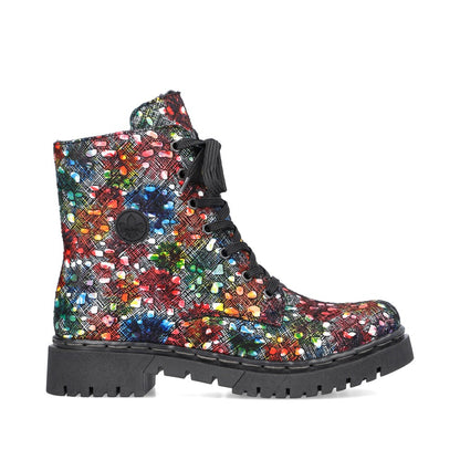 Rieker ladies Floral Print Lace Up Ankle Boot