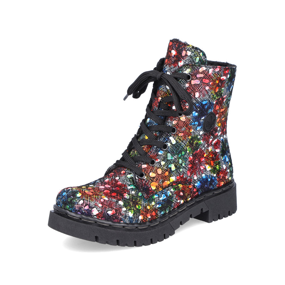 Rieker ladies Floral Print Lace Up Ankle Boot