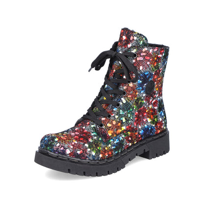 Rieker ladies Floral Print Lace Up Ankle Boot