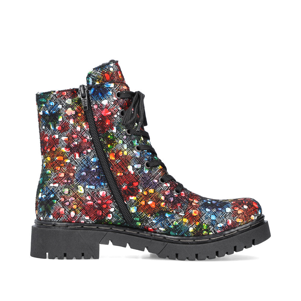 Rieker ladies Floral Print Lace Up Ankle Boot