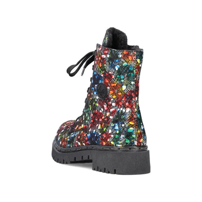 Rieker ladies Floral Print Lace Up Ankle Boot