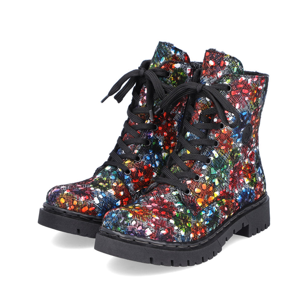 Rieker ladies Floral Print Lace Up Ankle Boot
