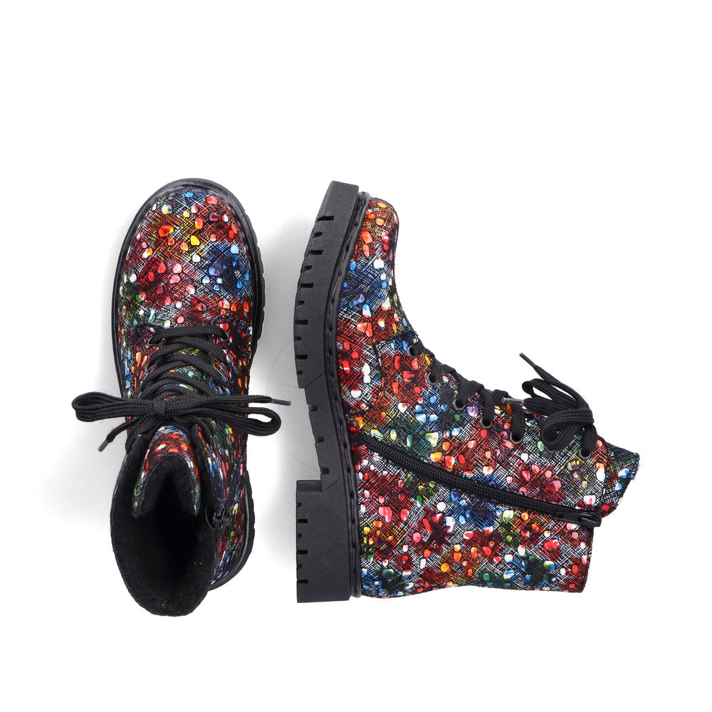 Rieker ladies Floral Print Lace Up Ankle Boot